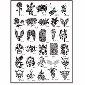img 2 attached to Temporary Tattoo Stencils Booklet Set With 30Pcs Different Reusable Stencil Designs