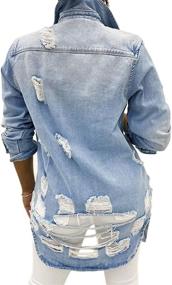 img 3 attached to CuteCherry Classic Distressed Trucker Jackets Women's Clothing : Coats, Jackets & Vests