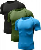 men's cool dry compression short sleeve sports baselayer t-shirts tops (pack of 1 or 3) logo