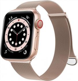 img 4 attached to OULUOQI Compatible Apple Watch Band 38Mm-45Mm & 49Mm Women/Men - Stainless Steel Mesh Loop Magnetic Clasp For Series 8 7 6 5 4 3 2 1 Ultra SE
