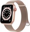 ouluoqi compatible apple watch band 38mm-45mm & 49mm women/men - stainless steel mesh loop magnetic clasp for series 8 7 6 5 4 3 2 1 ultra se logo