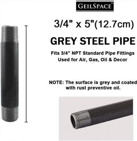 img 3 attached to GeilSpace Heavy Duty Pre-Cut Grey Metal Pipe, 3/4 Inch X 5 Inch - Industrial Steel Pipe For Standard Threaded Pipes And Fittings - Perfect For Vintage DIY Industrial Shelving (Grey, 3/4" X 5")