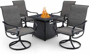 img 4 attached to Outdoor Dining And Entertaining Made Easy: PHI VILLA 5 Piece Patio Set With Firepit Table And Padded Swivel Chairs