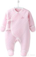 👶 cobroo 100% cotton newborn footie pajamas: comfortable side-belt infant footed sleeper for cozy warmth - 0-6 months logo