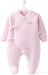 img 4 attached to 👶 COBROO 100% Cotton Newborn Footie Pajamas: Comfortable Side-Belt Infant Footed Sleeper for Cozy Warmth - 0-6 Months