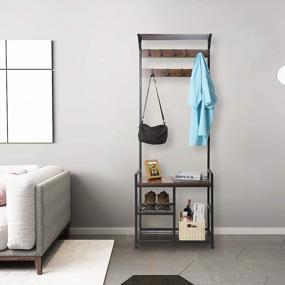 img 2 attached to Organize Your Entryway In Style With The 3-In-1 HOMEKOKO Coat Rack Shoe Bench & Storage Furniture