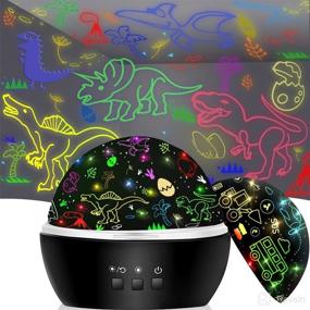 img 4 attached to 🦕 Dinosaur Toys Night Light for Kids – 2 in 1 Rotating Projector Lamp with Dino & Vehicles Theme – Perfect Easter or Birthday Gift for Boys and Girls Age 3 to 8 – Toddler Room Decor and Interactive Toddler Toys