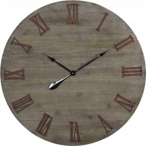 img 4 attached to Classic 32-Inch Wooden Wall Clock With Roman Numerals For Silent Yet Stylish Home And Office Décor