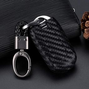 img 2 attached to Royalfox(TM) Black Silicone Carbon Fiber Key Fob Case Cover for Buick Verano Regal Lacross Encore Envision Enclave Cascada GL8 2015-2020 - Enhance and Protect Your Buick Smart Key Fob