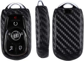 img 1 attached to Royalfox(TM) Black Silicone Carbon Fiber Key Fob Case Cover for Buick Verano Regal Lacross Encore Envision Enclave Cascada GL8 2015-2020 - Enhance and Protect Your Buick Smart Key Fob