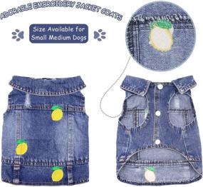 img 2 attached to 🍓 QTBOOM Pet Dog Clothes: Cute Strawberry Embroidery Coats for Dog Cat | Machine Washable Dog Shirt | Cool Blue Puppy Denim Coat | Small Medium Dog