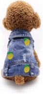 🍓 qtboom pet dog clothes: cute strawberry embroidery coats for dog cat | machine washable dog shirt | cool blue puppy denim coat | small medium dog логотип