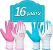 stay comfortable and protected with schwer's 16 pairs of breathable gardening gloves for women in pink & blue - perfect for outdoor work! logo