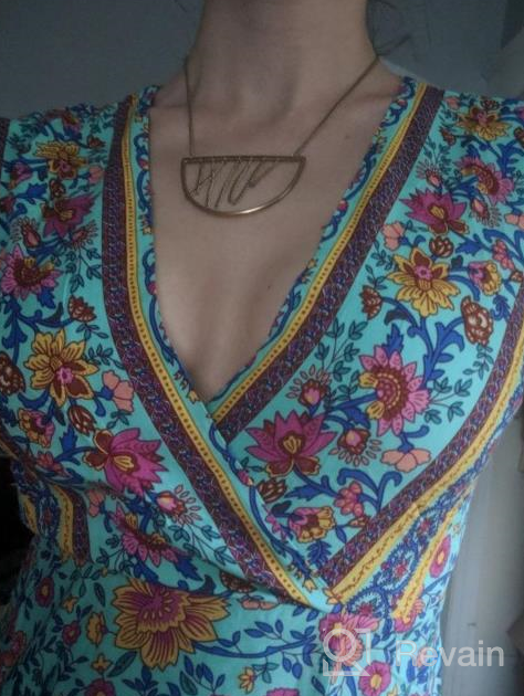 img 1 attached to Women'S Summer Wrap Dress: Bohemian Floral Print, V-Neck High Split Maxi - S-XL review by James Morrow