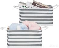 📦 wlfrhd extra large canvas storage basket - collapsible storage bins, waterproof & cute - 2 pack, gray and white stripes, 16.5x12x9.7 inches logo