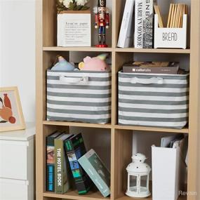 img 1 attached to 📦 WLFRHD Extra Large Canvas Storage Basket - Collapsible Storage Bins, Waterproof & Cute - 2 Pack, Gray and White Stripes, 16.5x12x9.7 inches