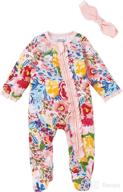 👶 mud pie baby girls' floral sleeper and headband: cute & comfortable multi-piece set logo