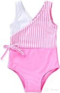 👙 younger tree toddler girl color block stripe one piece swimsuit swimwear for summer beach - sizes 12m-5t logo