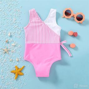 img 3 attached to 👙 YOUNGER TREE Toddler Girl Color Block Stripe One Piece Swimsuit Swimwear for Summer Beach - Sizes 12M-5T