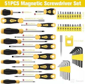 img 3 attached to 🧰 WHOMASS Magnetic Screwdriver Set - 51 PCS with Case and Super Magnet, Professional Screwdriver Set - Includes Slotted/Phillips/Hex/Torx/Square/Pozi Heads - Non-Slip for Repair, Home Improvement, Craft