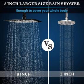 img 3 attached to High Pressure Rain Shower Head, Voolan High Flow Showerhead Made Of Stainless Steel, Pressure Boosting Design, Relaxed Shower Experience Even At Low Water Flow & Pressure (8" Square, Black)