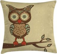 add a touch of fun and whimsy to your home with ambesonne's owl cushion cover - owls on branches, humor and modern graphic design in pastel colors - perfect square accent pillow case for any room! logo