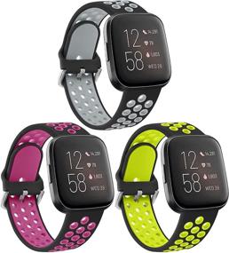 img 4 attached to 📟 Fitbit Versa 2 / Versa / Versa Lite / Versa SE - Set of 3 Silicone Bands for Enhanced Compatibility