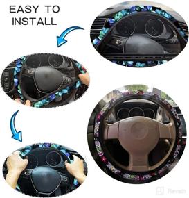 img 2 attached to LedBack Black Leopard Printed Steering Wheel Cover Fit For 15Inch Center Console Armrest Cover 2Pcs Seat Belt Pads Soft Car Interior Cover Sets Car Accessories Decor