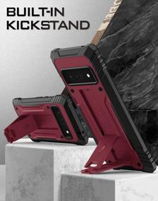 img 2 attached to Protective Poetic Revolution Case With Fingerprint Compatibility For Google Pixel 6 Pro 5G: Full Body Rugged Design And Kickstand - Maroon Red