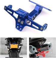 motorcycle license plate bracket plate fender eliminator kit license plate holder mount tail with led light for kawasaki yamaha suzuki bmw ducati aprilia(blue) logo