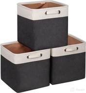 📦 13x13x13 black foldable storage bin | collapsible basket cube organizer bins with handles for home closet, nursery, drawers | kntiwiwo логотип