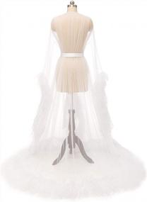 img 2 attached to Элегантное платье для беременных из тюля для фотосессий и свадеб: Yexinbridal Sheer Puffy Bridal Robe с иллюзорными длинными рукавами