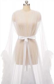 img 1 attached to Элегантное платье для беременных из тюля для фотосессий и свадеб: Yexinbridal Sheer Puffy Bridal Robe с иллюзорными длинными рукавами