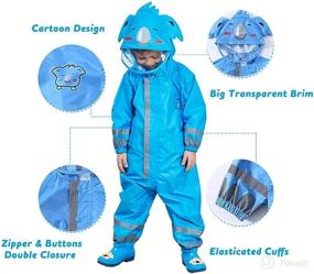 img 1 attached to Unisex Toddler One Piece Rain Suit - Waterproof Coverall Rain Coat for Kids