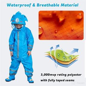 img 2 attached to Unisex Toddler One Piece Rain Suit - Waterproof Coverall Rain Coat for Kids