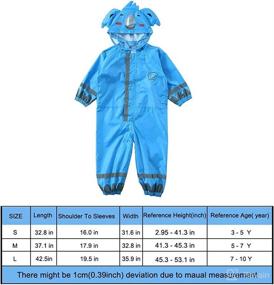 img 3 attached to Unisex Toddler One Piece Rain Suit - Waterproof Coverall Rain Coat for Kids