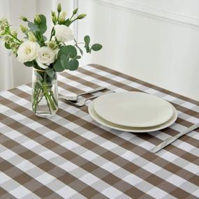 img 1 attached to Maxmill Rectangle Checkered Tablecloth Waterproof Spillproof Wrinkle Resistant Buffalo Plaid Heavy Weight Table Cloth Gingham Table Cover For Outdoor And Indoor Use, 52 X 70 Inch Coffee And White