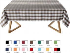 img 2 attached to Maxmill Rectangle Checkered Tablecloth Waterproof Spillproof Wrinkle Resistant Buffalo Plaid Heavy Weight Table Cloth Gingham Table Cover For Outdoor And Indoor Use, 52 X 70 Inch Coffee And White