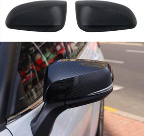 img 4 attached to Toyota Highlander & RAV4 2020-2022 Rear View Mirror Caps Covers - Carbon Fiber Pattern PLASTIC Trim, Set Of 2