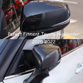img 2 attached to Toyota Highlander & RAV4 2020-2022 Rear View Mirror Caps Covers - Carbon Fiber Pattern PLASTIC Trim, Set Of 2