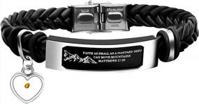 img 4 attached to Stylish Leather Wristband Bracelet With Inspiring Faith Quote From Matthew 17:20