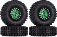 upgrade your 1/24 rc crawler with injora rc 1.0 tires aluminum beadlock wheel & soft rubber tires set in black & green logo
