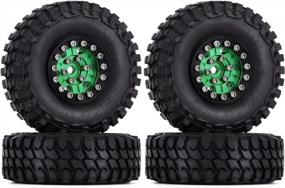 img 4 attached to Upgrade Your 1/24 RC Crawler With INJORA RC 1.0 Tires Aluminum Beadlock Wheel & Soft Rubber Tires Set In Black & Green