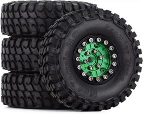 img 3 attached to Upgrade Your 1/24 RC Crawler With INJORA RC 1.0 Tires Aluminum Beadlock Wheel & Soft Rubber Tires Set In Black & Green