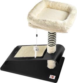 img 4 attached to 🐱 Premium 19-Inch Cat Tree Perch with Scratching Posts and Plush Bed - Furniture Play House Activity Center for Cats - Ideal Pet Supplies to Complement Your Home