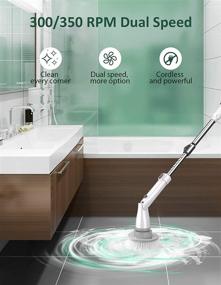 img 3 attached to 🔌 Sweepulire Electric Spin Scrubber AL6-W Pro: Cordless Household Cleaning Brush with Extension Arm, 4 Brush Heads, Power Shower Scrubber for Bathroom Tile Floor Wall Grout Bathtub