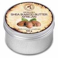 revitalize your skin and hair with 100% pure & natural unrefined shea butter from ghana - aromatika 14.1 oz in aluminium jar logo