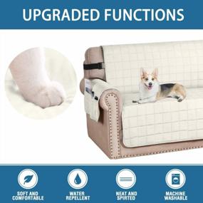 img 2 attached to H.VERSAILTEX Reversible Foam Quilted Non-Slip Furniture Protector With Side Pockets, 2" Straps Covers For Dogs, Water-Repellent Sofa Slipcover, Seat Width Up To 24", (Chair: Beige/Tan)