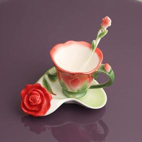 img 3 attached to Beddinginn Pink Tea Cups And Saucers (Red)