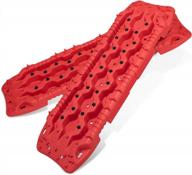 2 pcs fieryred recovery traction tracks - tire ladder for off-road mud, sand & snow - tire traction tool (red/black) logo